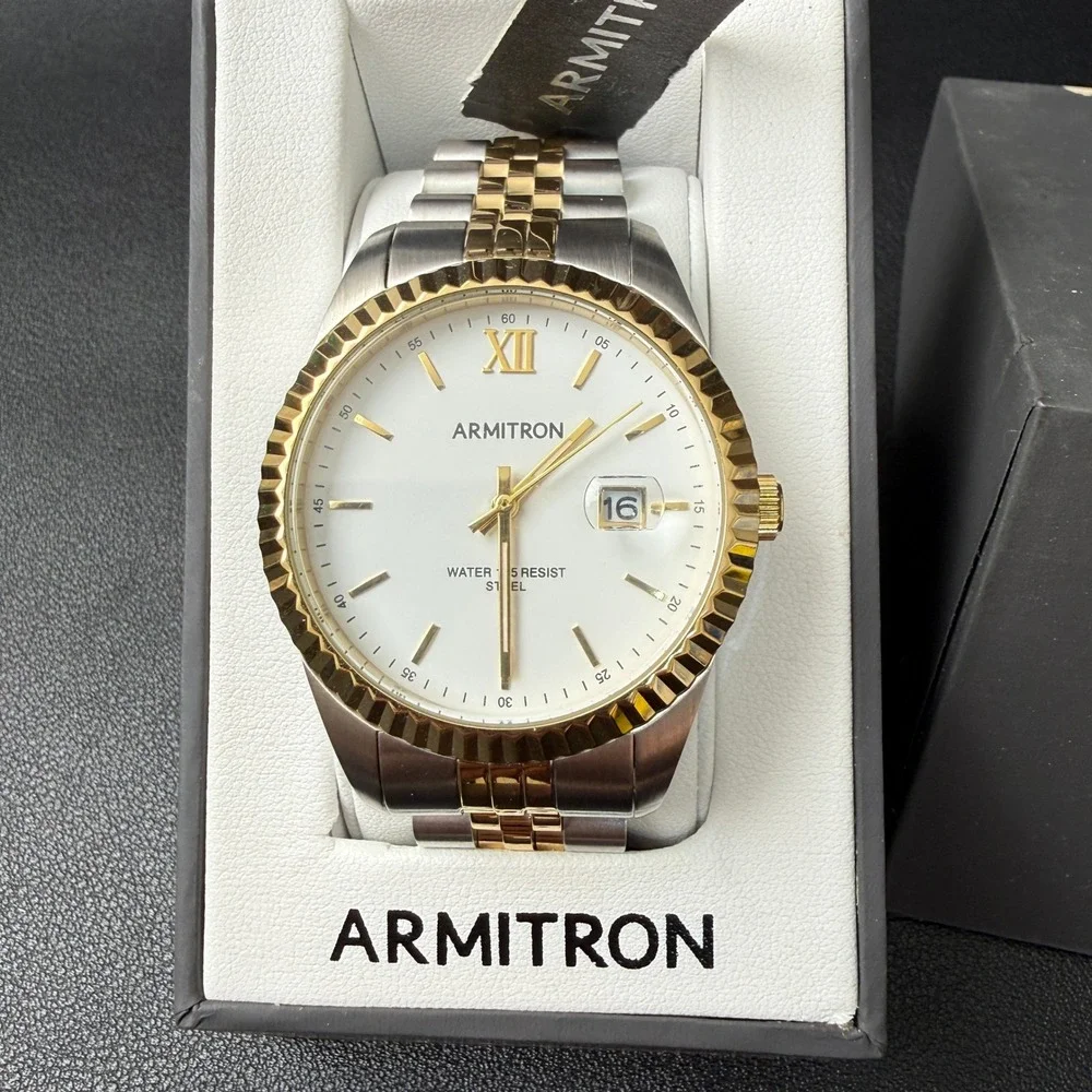 Armitron 20/5521TT Men's Date Function Two Tone Bracelet Watch New Battery Japa